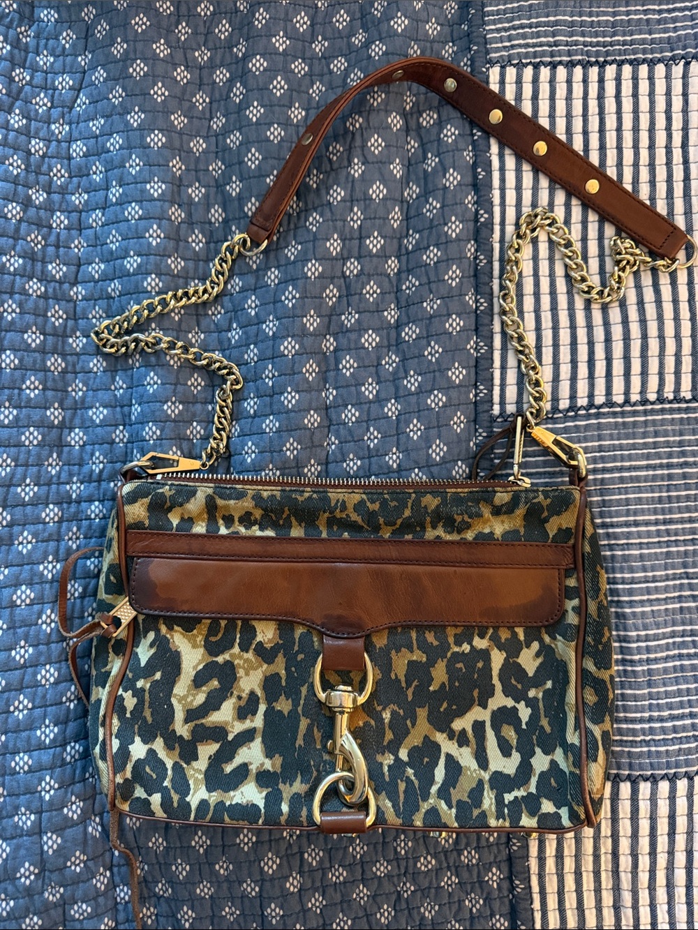 Rebecca Minkoff Leather-Trim Leopard Print Crossbody Bag